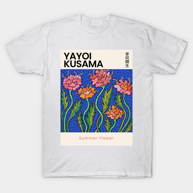 Yayoi Kusama Summer Flower Exhibition T-Shirt by VanillaArt